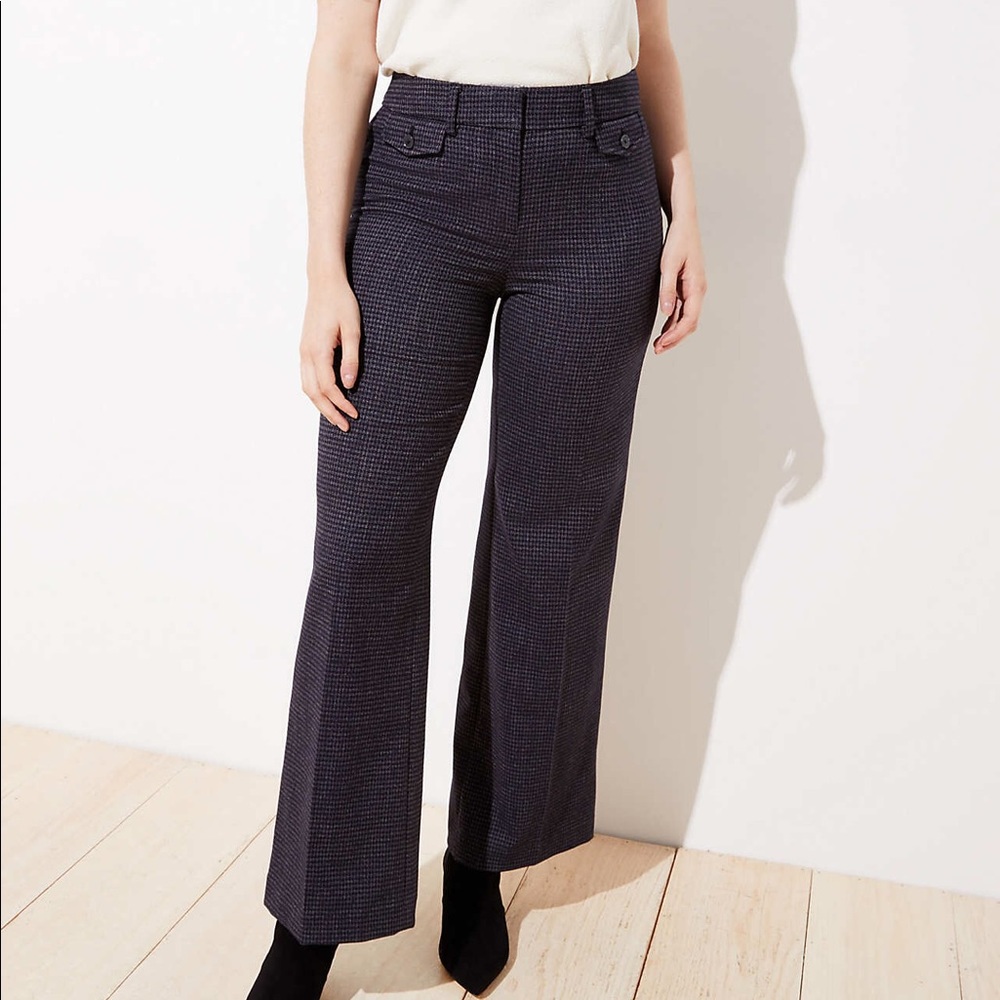 Loft Women’s Houndstooth High Waist Curvy Trouser